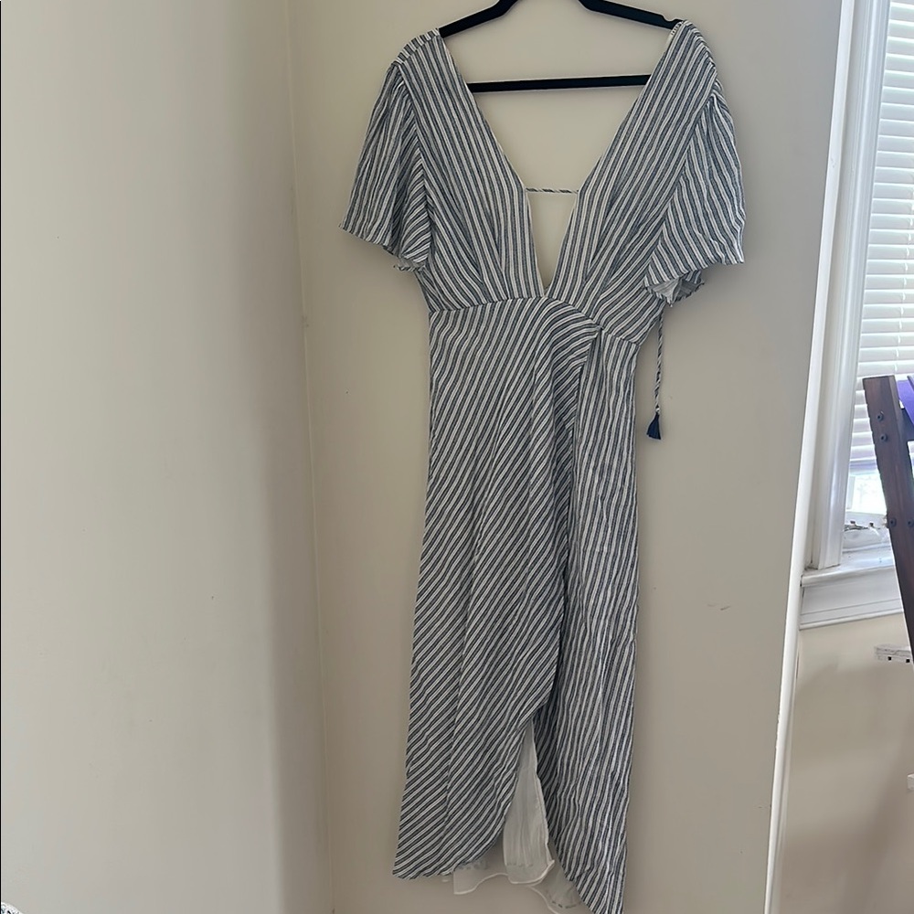 Striped V-Neck Maxi Dress